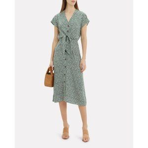 Veronica Beard Giana Floral Silk Midi Dress Green